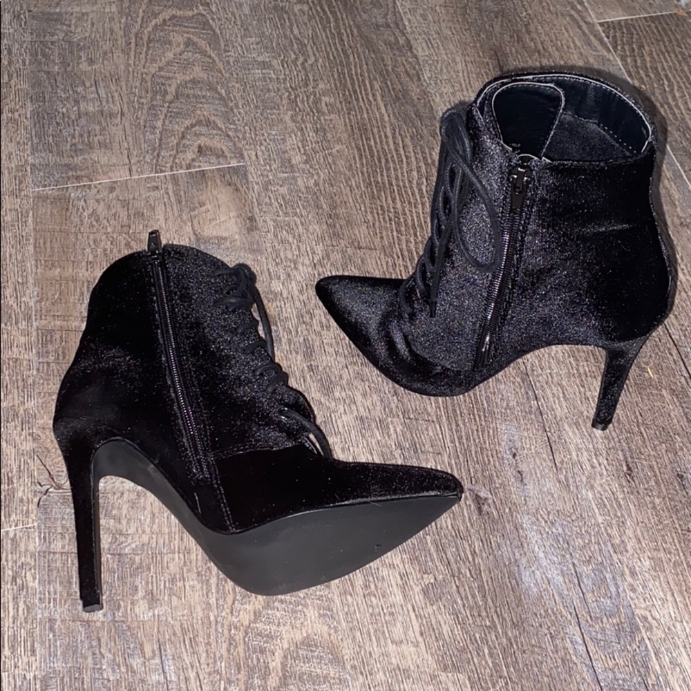 black velvet booties